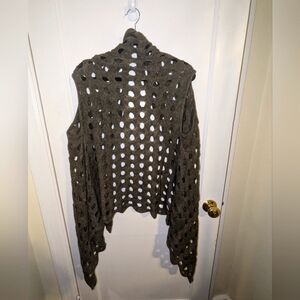 Green/brown fairycore scalloped edge open vest